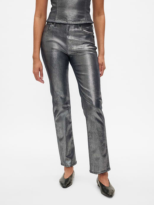 Gap High Rise Metallic '90s Slim Straight Jeans — photo 3