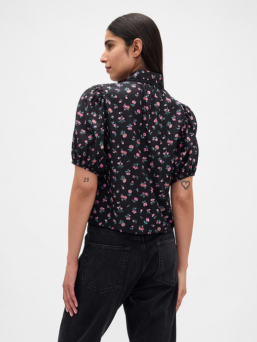 Gap Puff-Sleeve Collared Top — photo 4
