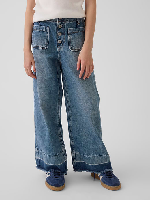 Gap Kids High Rise Stride Wide-Leg Ankle Jeans — photo 4