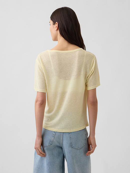 Gap Linen-Blend Relaxed V-Neck T-Shirt — photo 4
