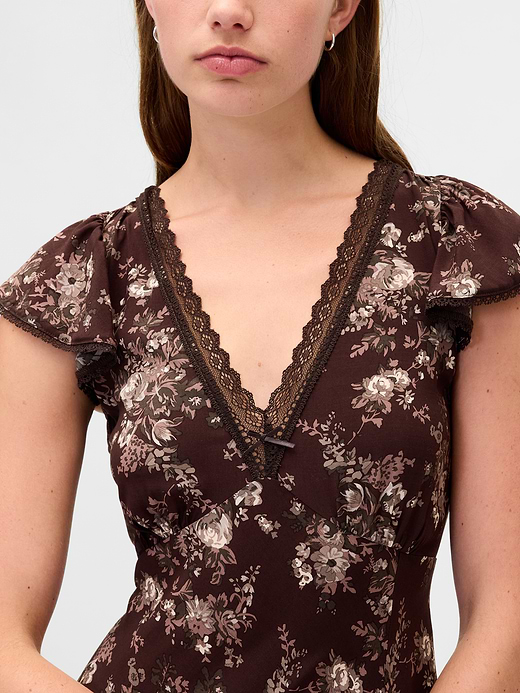 Gap Lace-Trim V-Neck Crepe Maxi Dress — photo 5