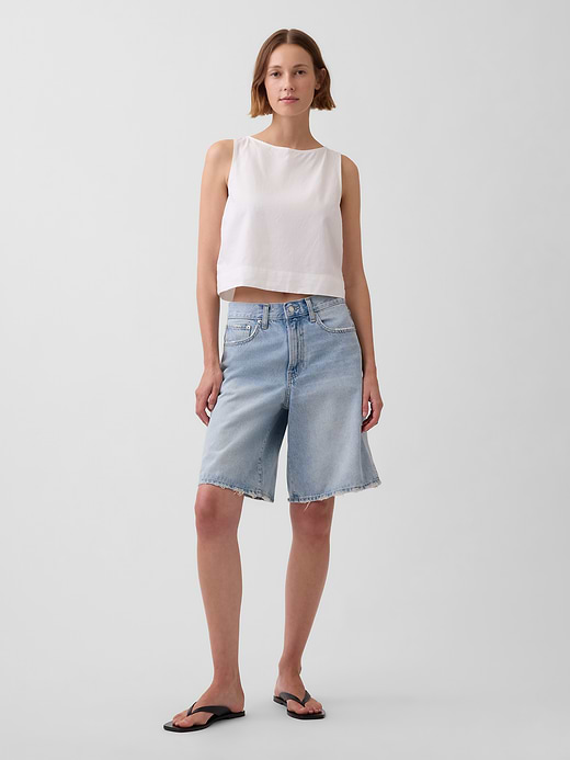 Gap Linen-Blend Crop Shell Tank Top — photo 3
