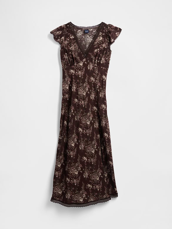 Gap Lace-Trim V-Neck Crepe Maxi Dress — photo 8