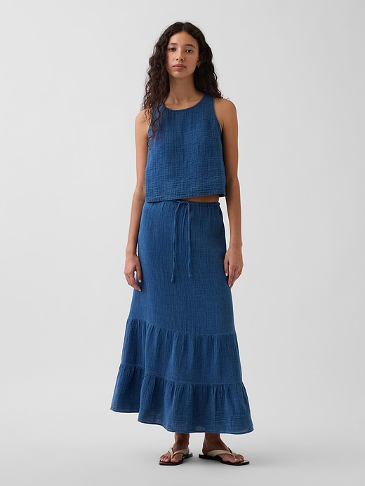 Gap Cotton Gauze Tiered Easy Maxi Skirt — photo 1