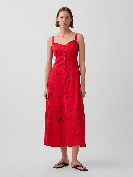 Gap Linen-Blend Embroidered Cami Maxi Dress — photo 1