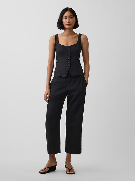 Gap Linen-Blend Relaxed Straight Ankle Pants — photo 1