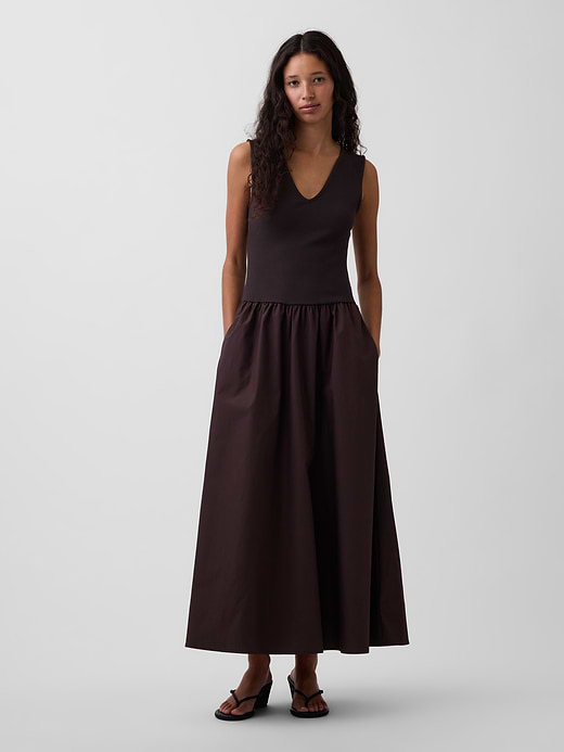 Gap Mixed Media Drop-Waist Maxi Dress — photo 1