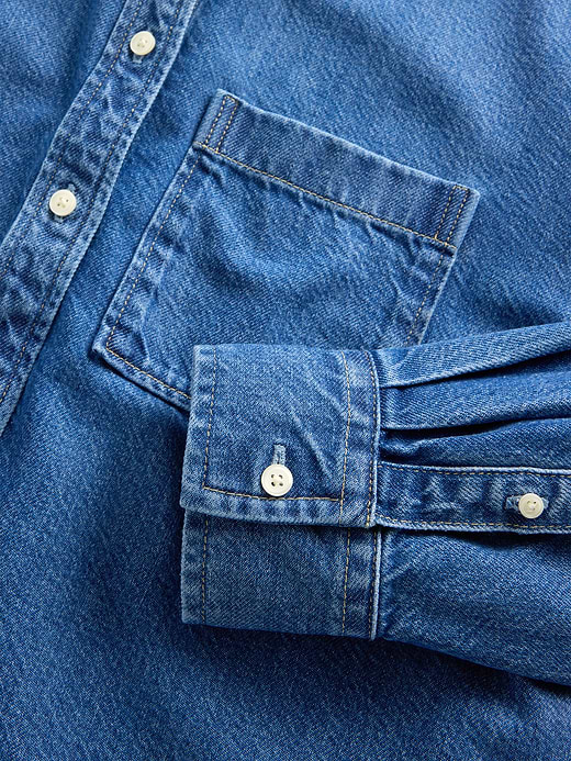 Gap UltraSoft Denim Oversized Straight-Hem Crop Shirt — photo 5