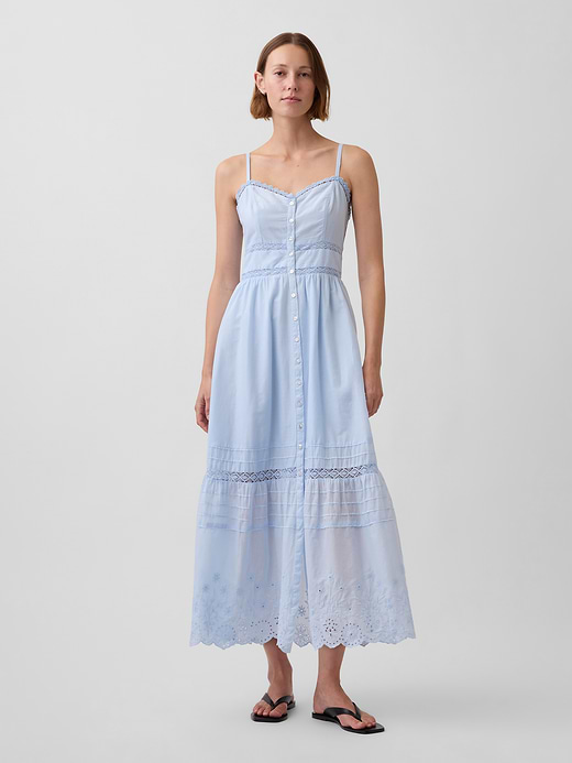 Gap Lace-Trim Button-Front Maxi Dress — photo 1