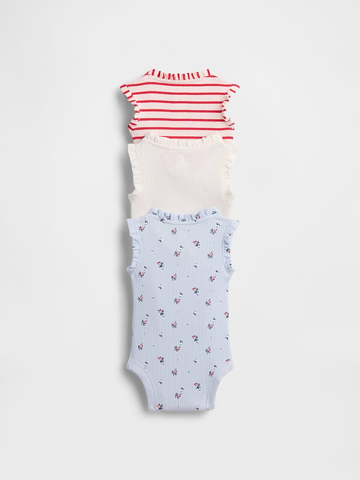 Gap Baby First Favorites TinyRib Ruffle Tank Bodysuit (3-Pack) — photo 3