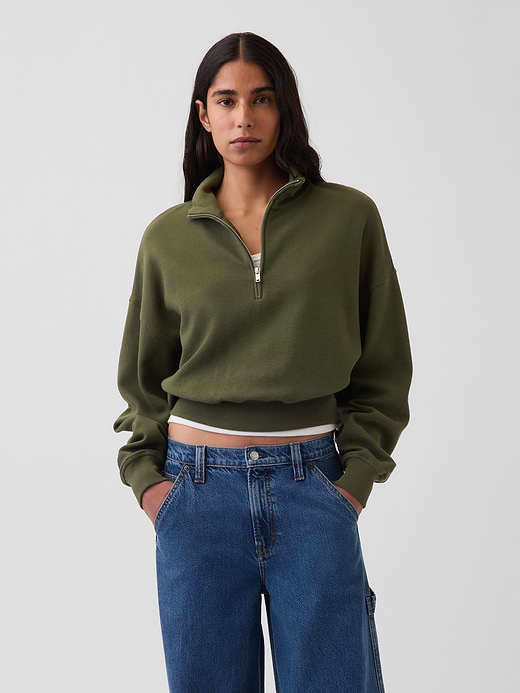 Gap Textured Cotton Oversized Half-Zip Pullover — photo 1