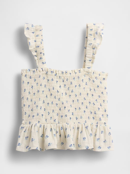 Gap Kids Cotton Gauze Smocked Peplum Top — photo 3