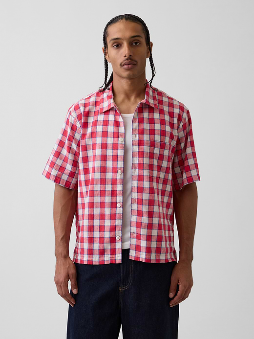 Gap Linen-Cotton Relaxed Straight-Hem Shirt — photo 1