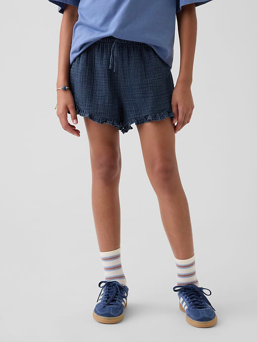 Gap Kids Cotton Gauze Denim Easy Ruffle Shorts — photo 4