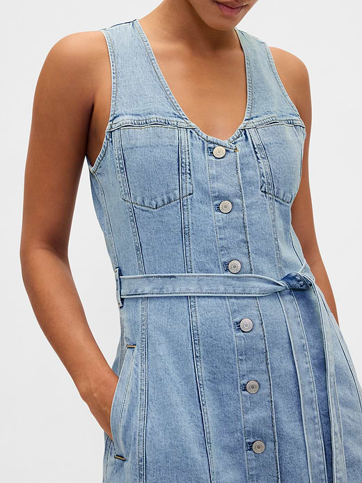 Gap Denim Tie-Belt Button-Front Maxi Dress — photo 5