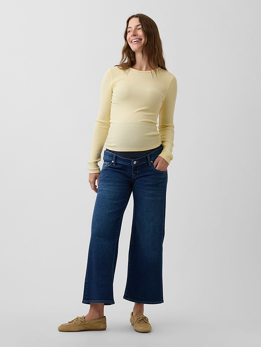 Gap Maternity Full-Panel Stride Wide-Leg Ankle Jeans — photo 1