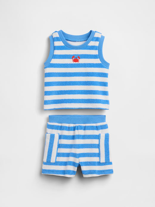 Gap Baby Towel Terry Stripe Outfit Set — photo 1