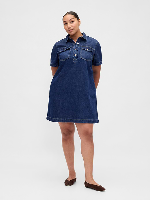 Gap UltraSoft Denim Popover Mini Dress — photo 6