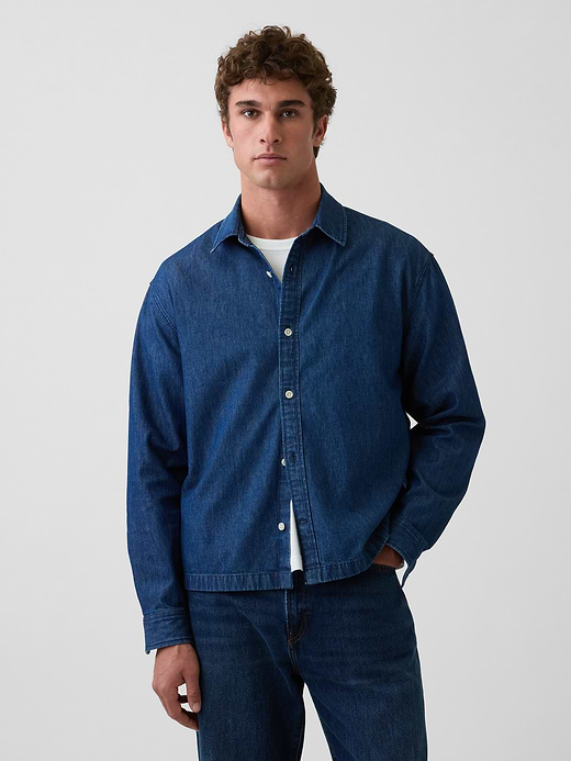 Gap Denim Relaxed Straight-Hem Shirt — photo 1