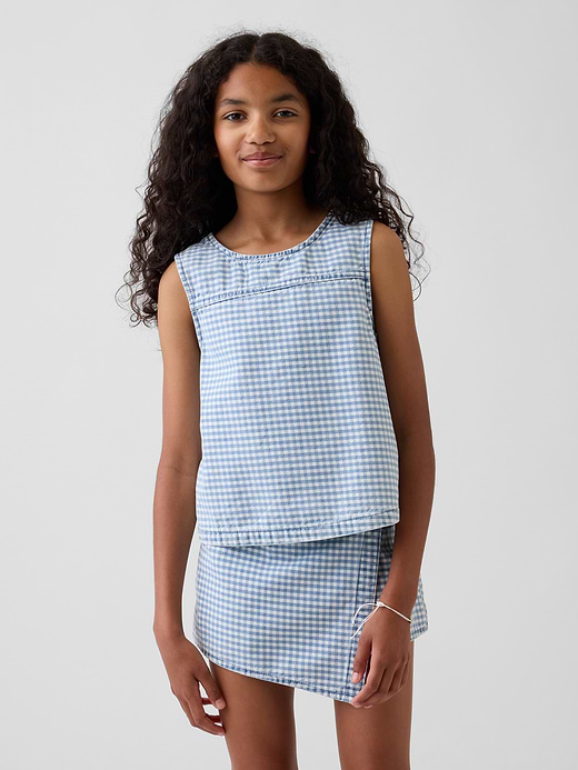 Gap Kids Gingham Denim Shell Tank Top — photo 1