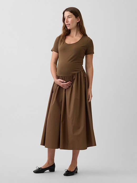 Gap Maternity Mixed Media Drop-Waist Dress — photo 1