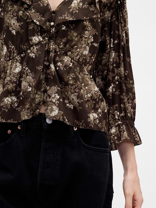 Gap Ruffle Collar V-Neck Top — photo 5