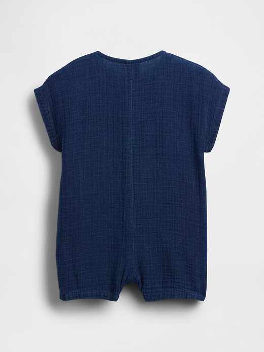 Gap Baby Gingham Denim Colorblock Shorty One-Piece — photo 3