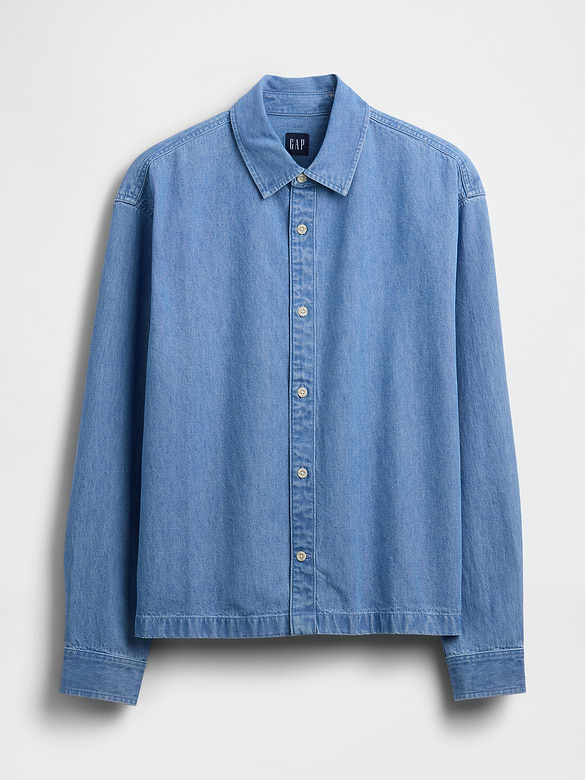 Gap Denim Relaxed Straight-Hem Shirt — photo 6