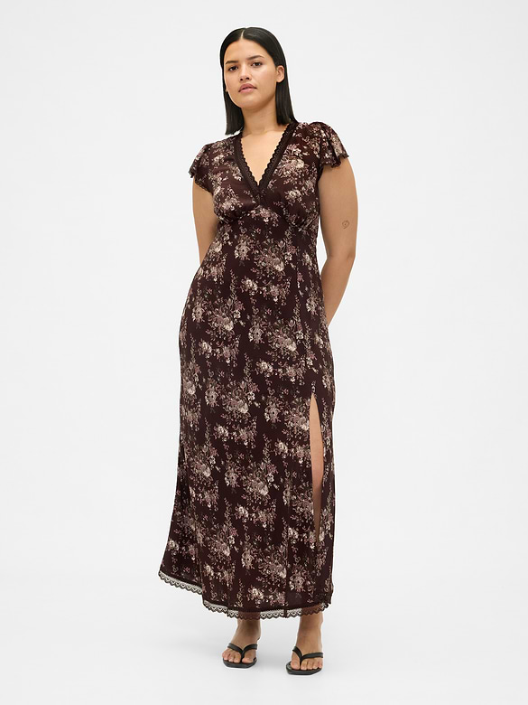 Gap Lace-Trim V-Neck Crepe Maxi Dress — photo 6
