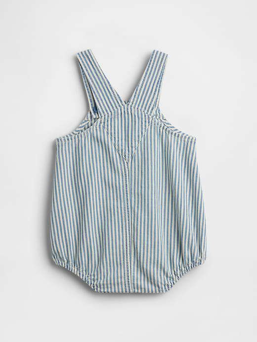 Gap Baby Denim Stripe Bear Pocket Bubble Overalls — photo 3