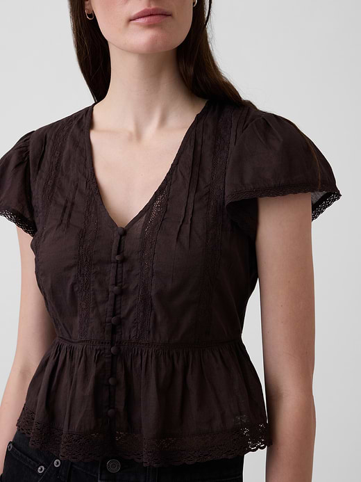 Gap Lace Voile Peplum Crop Top — photo 5