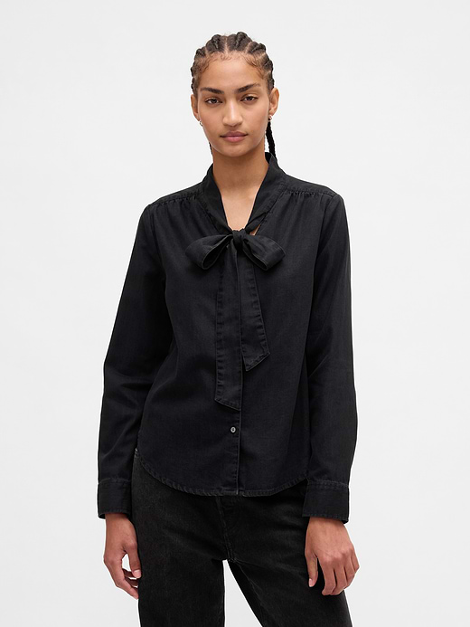 Gap Denim Tie-Neck Shirt — photo 1