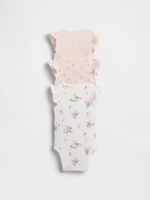 Gap Baby First Favorites TinyRib Ruffle Bodysuit (3-Pack) — photo 3