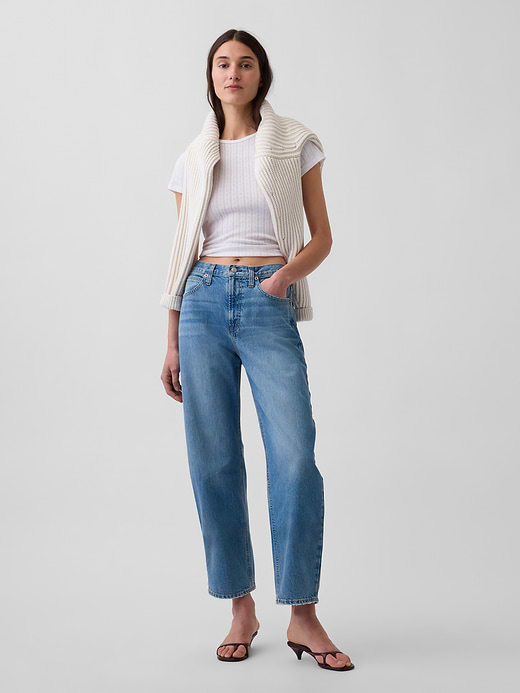 Gap High Rise Crop Barrel Jeans — photo 1