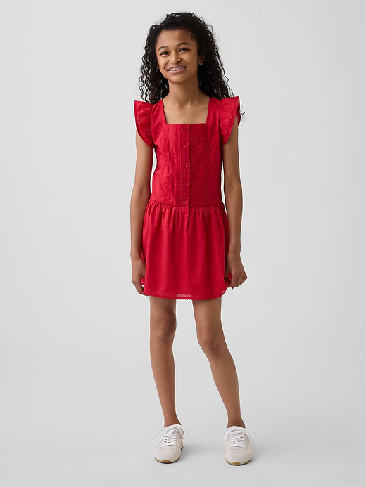 Gap Kids Flutter-Sleeve Lace-Trim Dress — photo 1