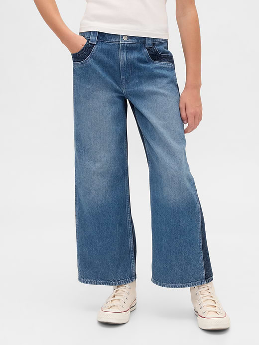 Gap Kids High Rise Stride Wide-Leg Ankle Jeans — photo 4