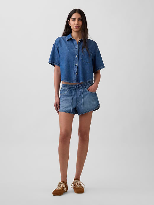 Gap UltraSoft Denim Oversized Camp Shirt — photo 3