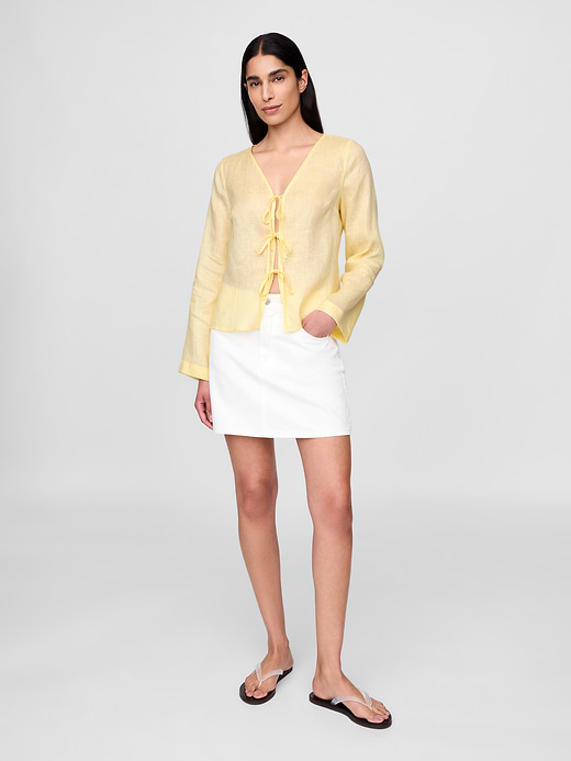 Gap 100% Linen Tie-Front Shirt — photo 4