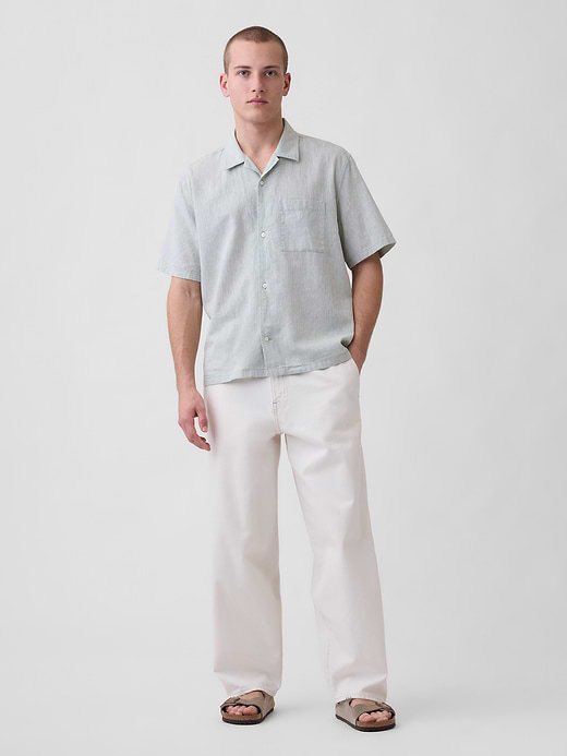 Gap Linen-Cotton Relaxed Straight-Hem Shirt — photo 3