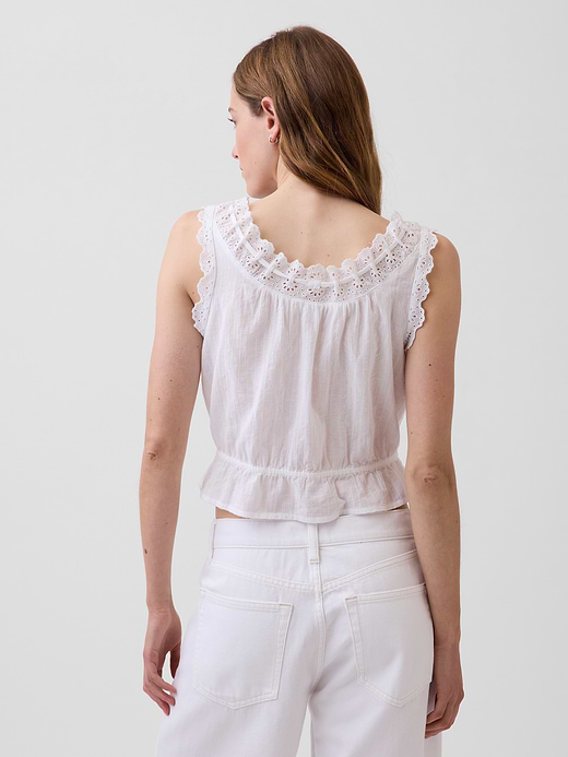 Gap Eyelet Tie-Front Crop Peplum Top — photo 4