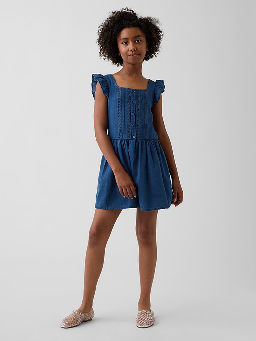 Gap Kids Flutter-Sleeve Lace-Trim Dress — photo 1