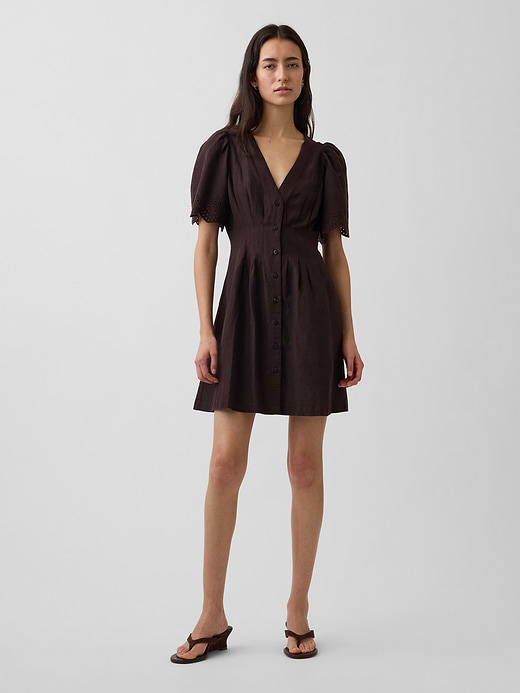 Gap Linen-Blend Cinched Mini Shirtdress — photo 1
