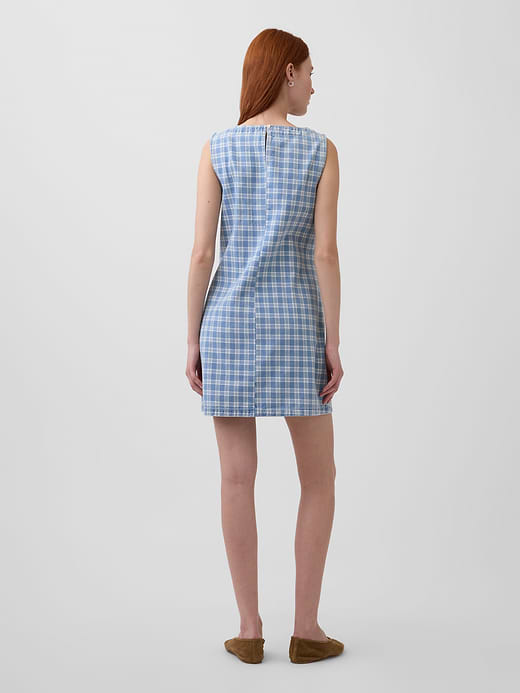 Gap Plaid Denim Mini Shift Dress — photo 3