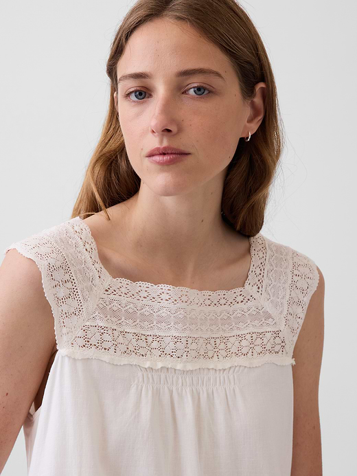 Gap Linen-Blend Crochet Yoke Mini Dress — photo 5