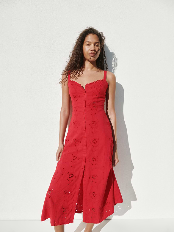 Gap Linen-Blend Embroidered Cami Maxi Dress — photo 7