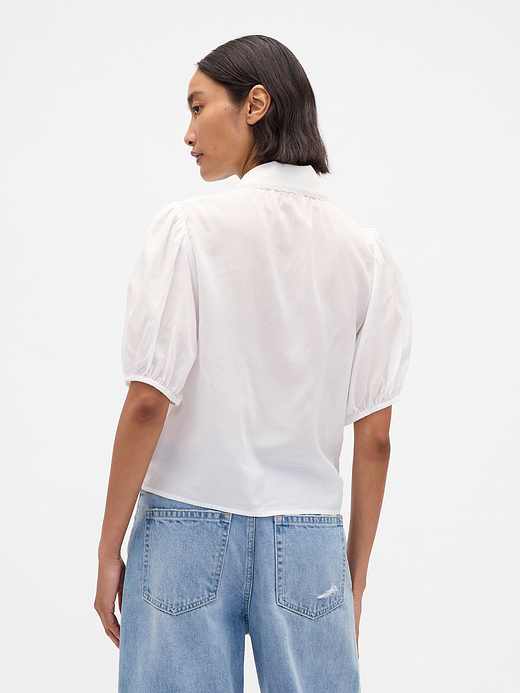 Gap Puff-Sleeve Collared Top — photo 4