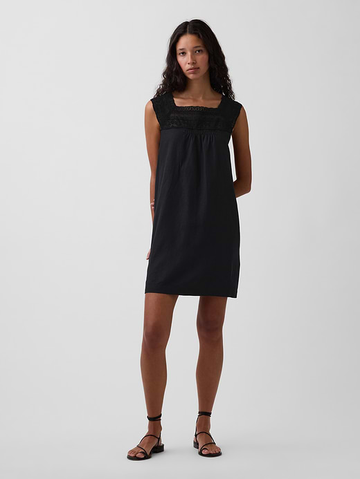 Gap Linen-Blend Crochet Yoke Mini Dress — photo 1