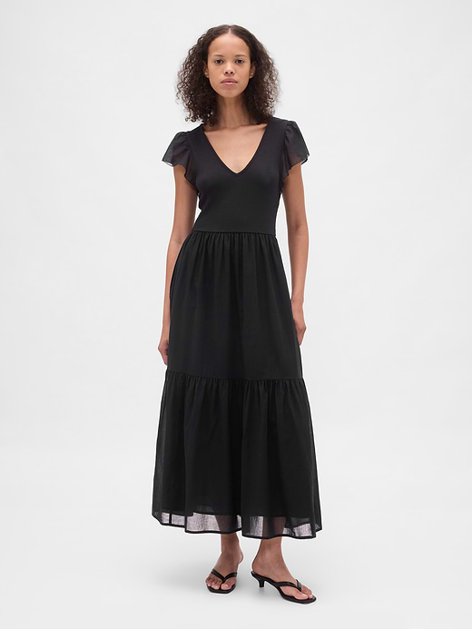 Gap Modern Mixed Media Ruffle Maxi Dress — photo 1