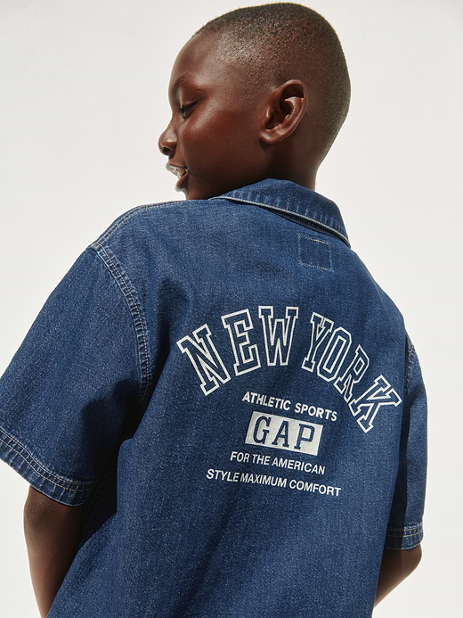Gap Kids Denim Relaxed Shirt — photo 7