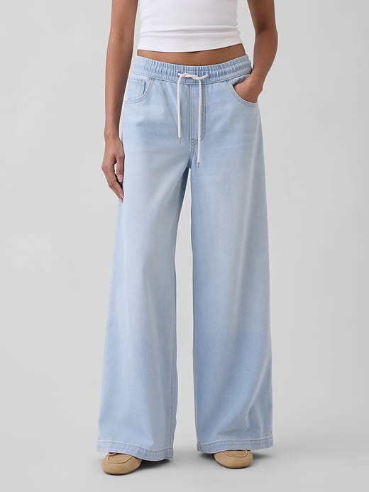 Gap Mid Rise UltraSoft Pleated Easy Baggy Jeans — photo 3